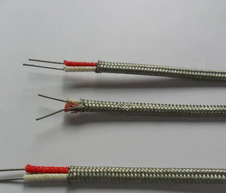 K Typ 2*0,35mm 2*0,5mm 2*0,65mm Fiberglas Isolierung Edelstahl Schild Verlängerung Draht thermoelement Kompensation Kabel Draht